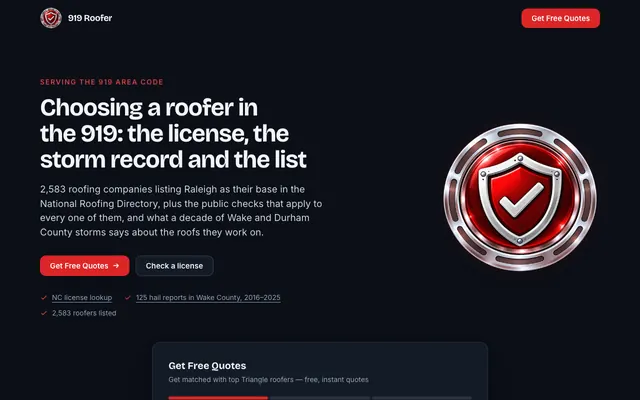 919roofer.com homepage