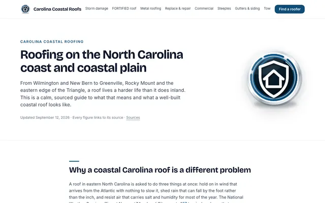 carolinacoastalroofs.com homepage