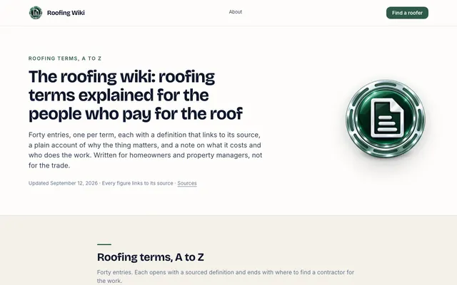 roofing.wiki homepage