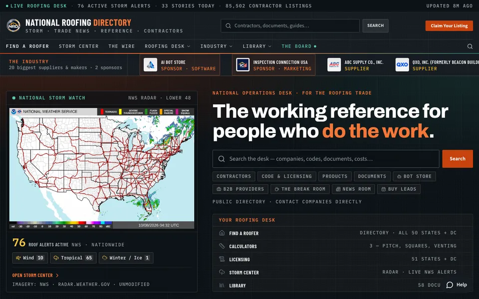 National Roofing Directory homepage